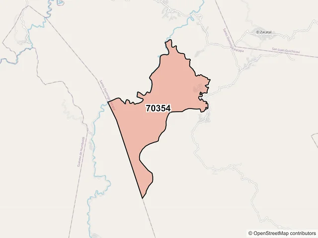 Mapa del código postal 70354, Santo Domingo Petapa, Oaxaca