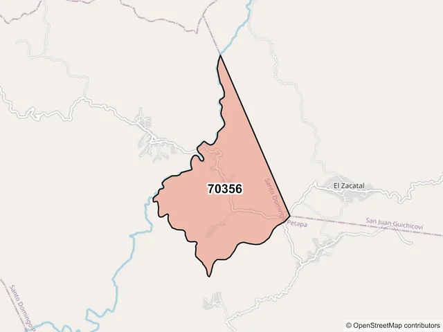 Mapa del código postal 70356, Santo Domingo Petapa, Oaxaca