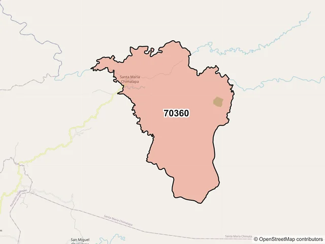 Mapa del código postal 70360, Santa María Chimalapa, Oaxaca