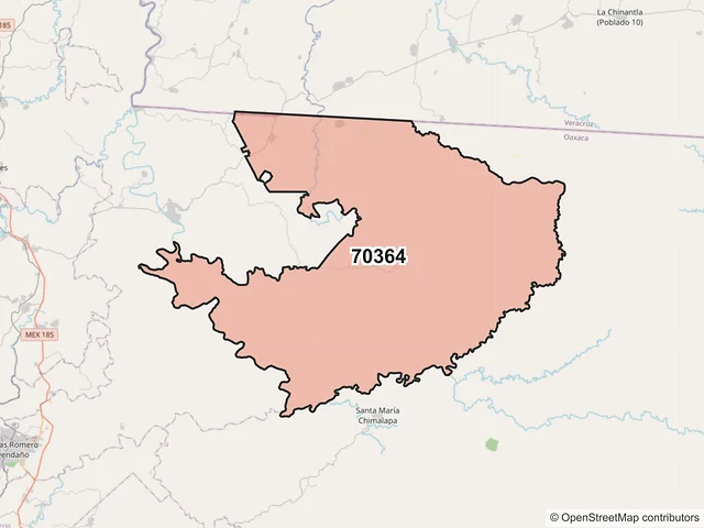 Mapa del código postal 70364, Santa María Chimalapa, Oaxaca