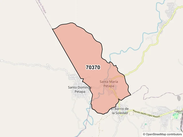 Mapa del código postal 70370, Santa María Petapa, Oaxaca