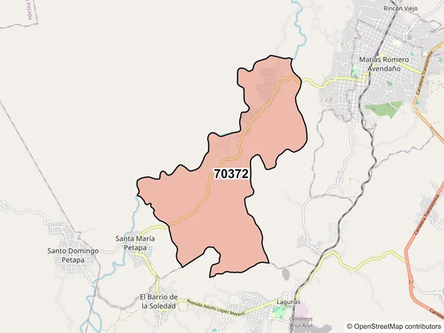 Mapa del código postal 70372, Santa María Petapa, Oaxaca