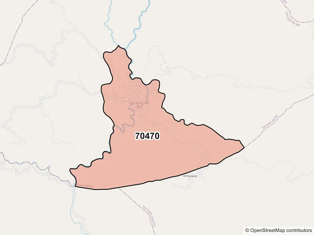 Mapa del código postal 70470, San Juan del Río, Oaxaca
