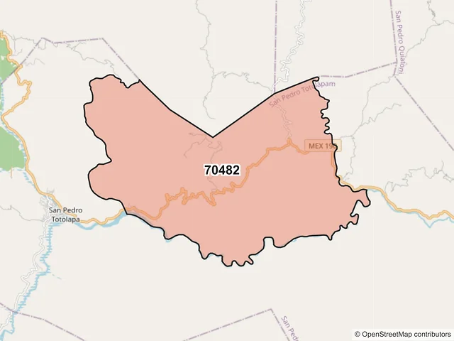 Mapa del código postal 70482, San Pedro Totolápam, Oaxaca