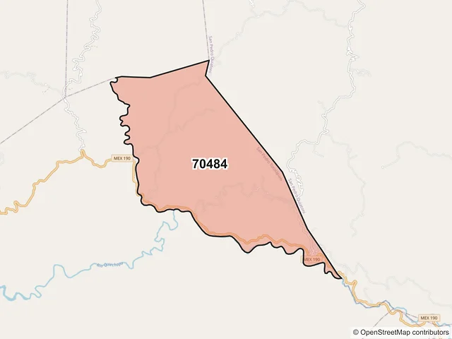 Mapa del código postal 70484, San Pedro Totolápam, Oaxaca
