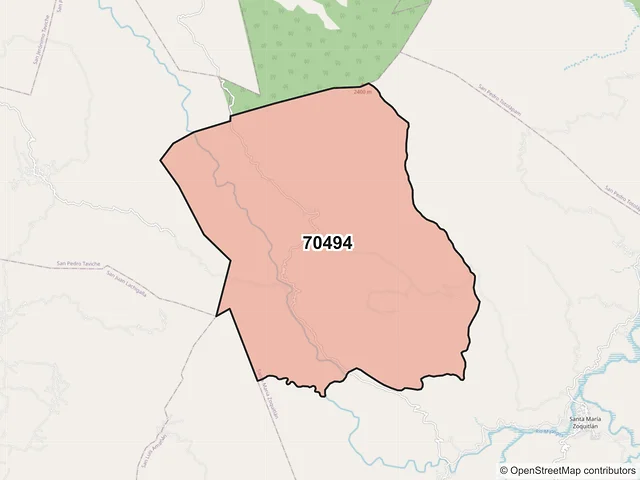 Mapa del código postal 70494, Santa María Zoquitlán, Oaxaca