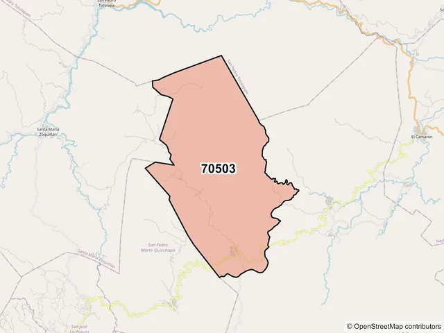 Mapa del código postal 70503, San Carlos Yautepec, Oaxaca