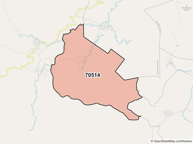 Mapa del código postal 70514, San Carlos Yautepec, Oaxaca