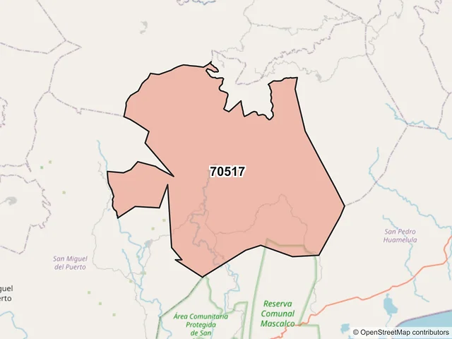 Mapa del código postal 70517, San Carlos Yautepec, Oaxaca