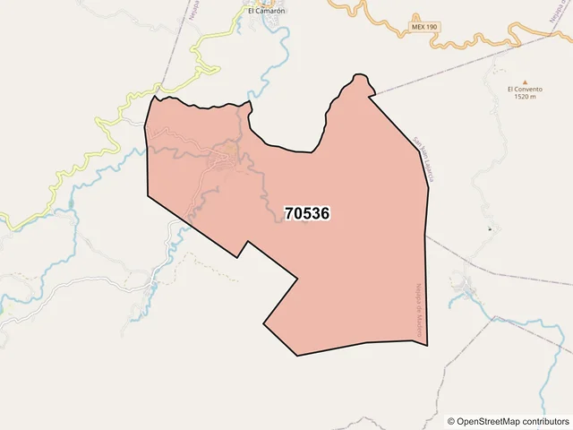 Mapa del código postal 70536, Nejapa de Madero, Oaxaca