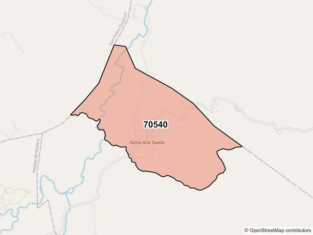 Mapa del código postal 70540, Santa Ana Tavela, Oaxaca
