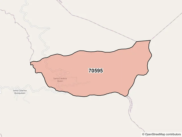 Mapa del código postal 70595, Santa Catalina Quierí, Oaxaca