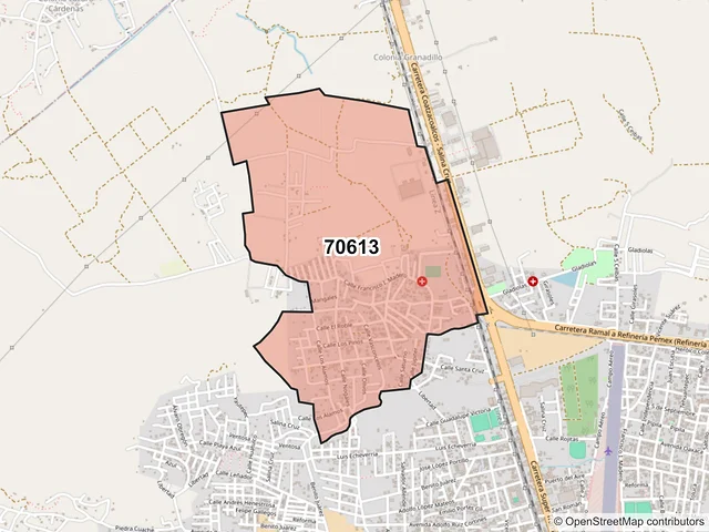 Mapa del código postal 70613, Salina Cruz, Oaxaca