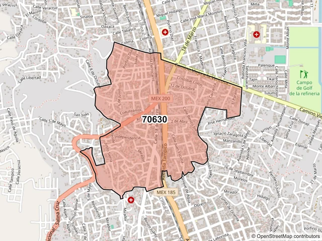 Mapa del código postal 70630, Salina Cruz, Oaxaca