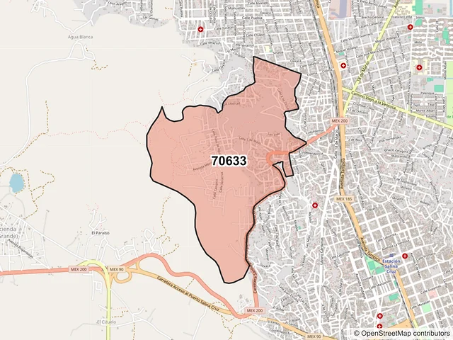 Mapa del código postal 70633, Salina Cruz, Oaxaca