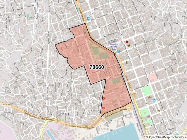 Mapa del código postal 70660, Salina Cruz, Oaxaca