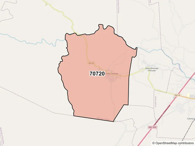 Mapa del código postal 70720, Santiago Laollaga, Oaxaca