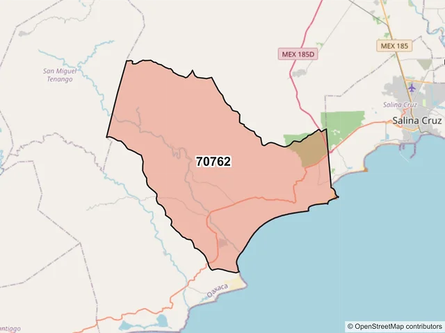 Mapa del código postal 70762, Santo Domingo Tehuantepec, Oaxaca