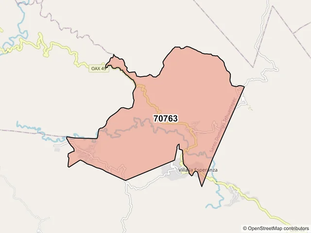 Mapa del código postal 70763, Santo Domingo Tehuantepec, Oaxaca