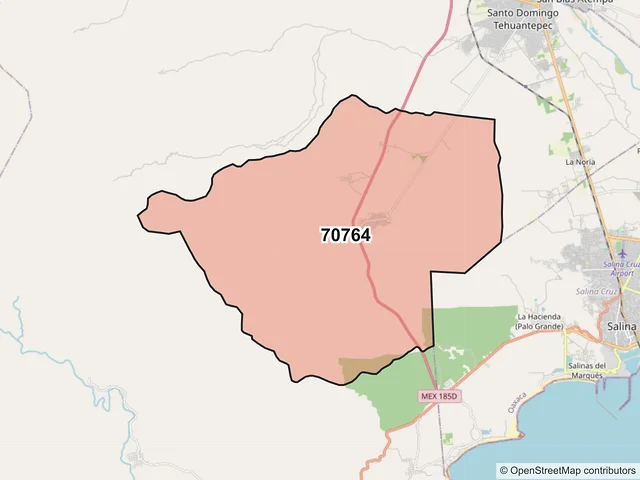 Mapa del código postal 70764, Santo Domingo Tehuantepec, Oaxaca