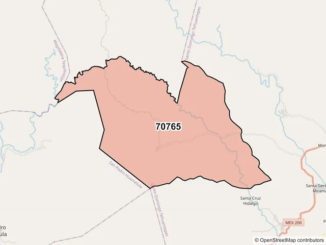 Mapa del código postal 70765, Santo Domingo Tehuantepec, Oaxaca