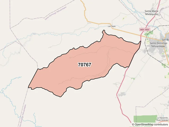 Mapa del código postal 70767, Santo Domingo Tehuantepec, Oaxaca