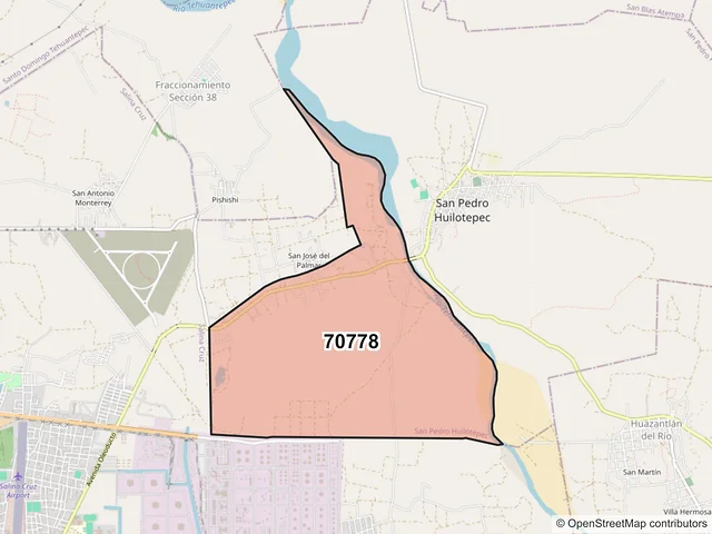 Mapa del código postal 70778, San Pedro Huilotepec, Oaxaca