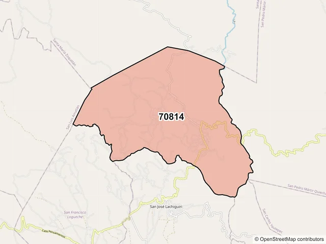 Mapa del código postal 70814, San José Lachiguiri, Oaxaca
