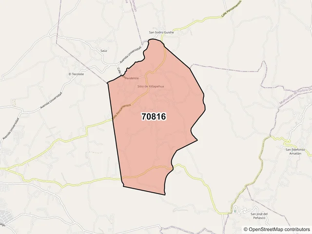Mapa del código postal 70816, Sitio de Xitlapehua, Oaxaca