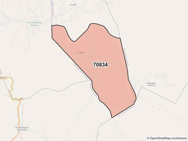 Mapa del código postal 70834, San José del Peñasco, Oaxaca