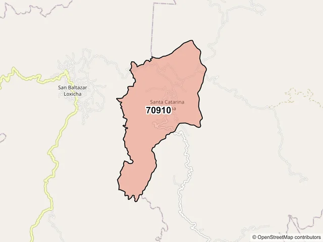 Mapa del código postal 70910, Santa Catarina Loxicha, Oaxaca