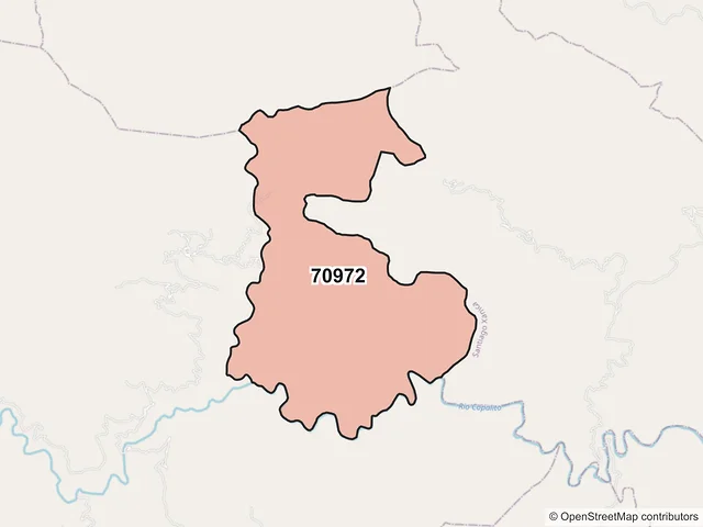 Mapa del código postal 70972, San Mateo Piñas, Oaxaca