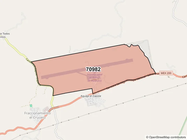 Mapa del código postal 70982, Santa María Huatulco, Oaxaca