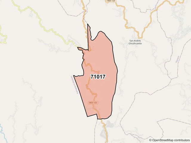 Mapa del código postal 71017, Putla Villa de Guerrero, Oaxaca