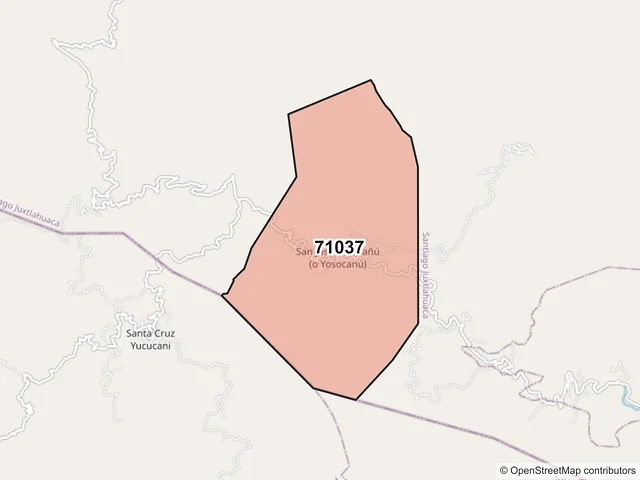 Mapa del código postal 71037, Constancia del Rosario, Oaxaca