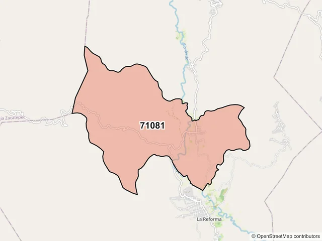 Mapa del código postal 71081, La Reforma, Oaxaca