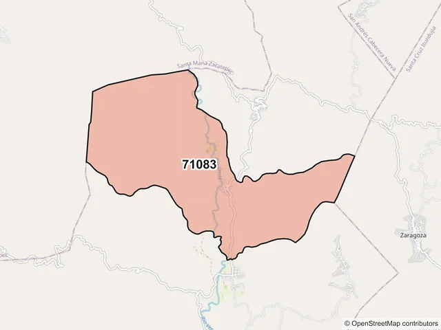 Mapa del código postal 71083, La Reforma, Oaxaca