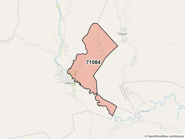 Mapa del código postal 71084, La Reforma, Oaxaca
