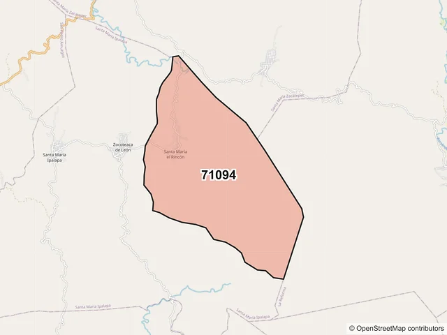 Mapa del código postal 71094, Santa María Ipalapa, Oaxaca