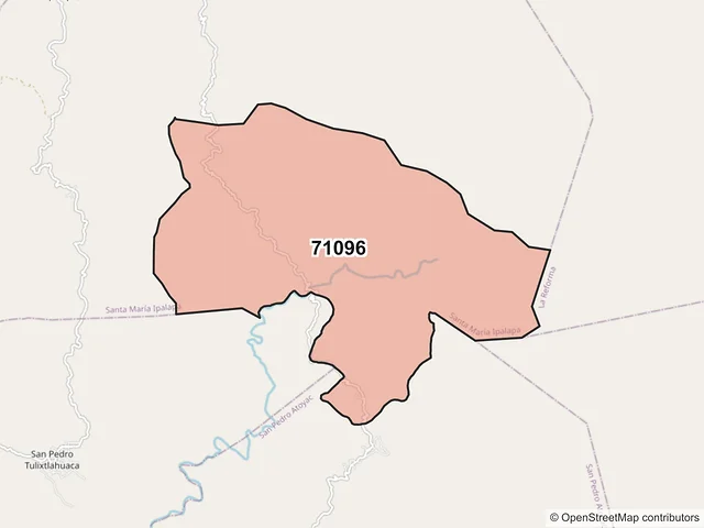 Mapa del código postal 71096, Santa María Ipalapa, Oaxaca
