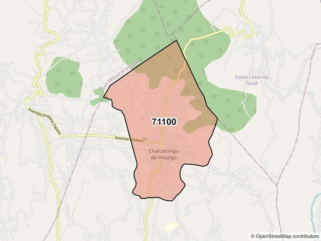 Mapa del código postal 71100, Chalcatongo de Hidalgo, Oaxaca