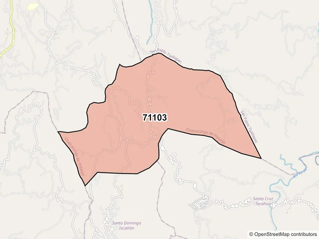Mapa del código postal 71103, Chalcatongo de Hidalgo, Oaxaca
