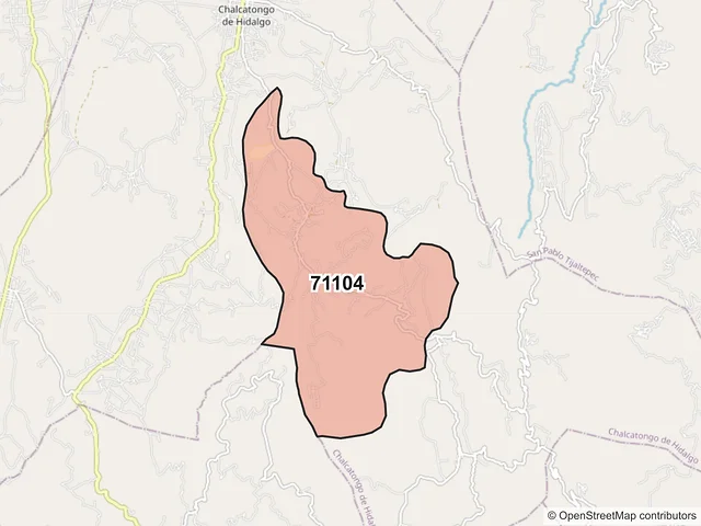 Mapa del código postal 71104, Chalcatongo de Hidalgo, Oaxaca