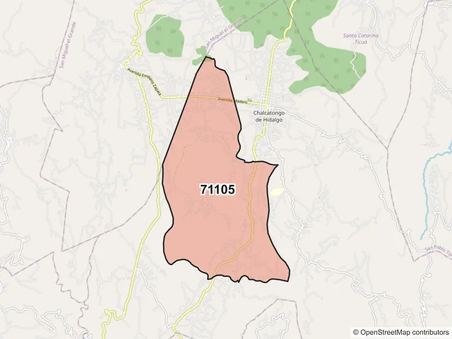 Mapa del código postal 71105, Chalcatongo de Hidalgo, Oaxaca