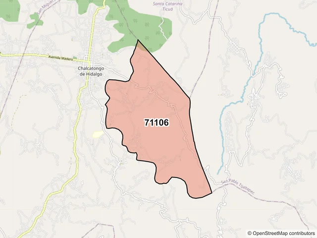 Mapa del código postal 71106, Chalcatongo de Hidalgo, Oaxaca