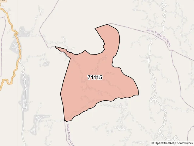 Mapa del código postal 71115, Santa María Yucuhiti, Oaxaca