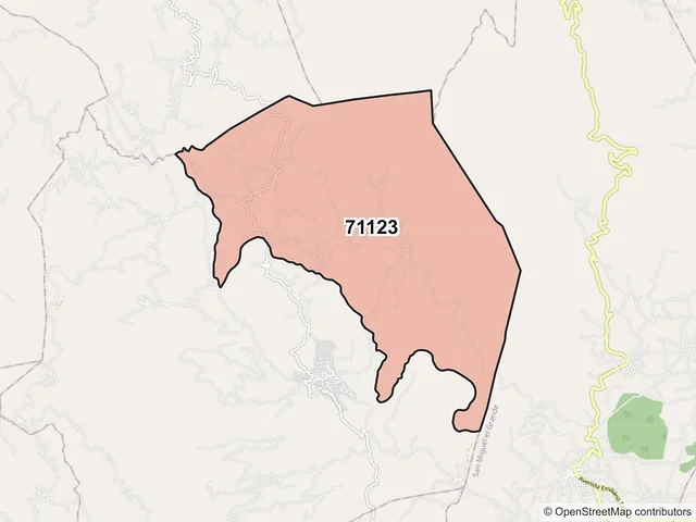Mapa del código postal 71123, San Esteban Atatlahuca, Oaxaca