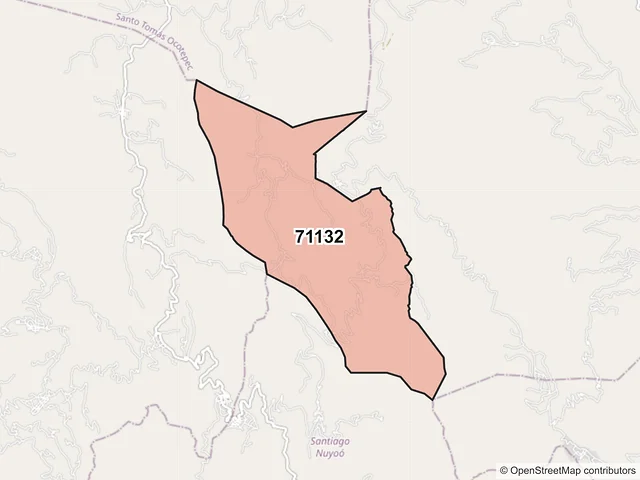 Mapa del código postal 71132, Santiago Nuyoó, Oaxaca
