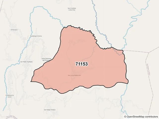 Mapa del código postal 71153, San Pablo Tijaltepec, Oaxaca