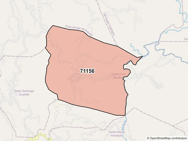 Mapa del código postal 71156, Santa Cruz Tacahua, Oaxaca